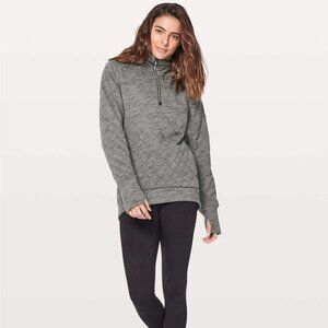 Lululemon Forever Warm Pullover Heathered Core Dark Grey quilted sweater sz 4